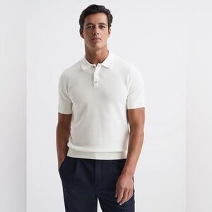 NWOT Reiss Bennie Press Stud Textured Polo Shirt - Men’s XS